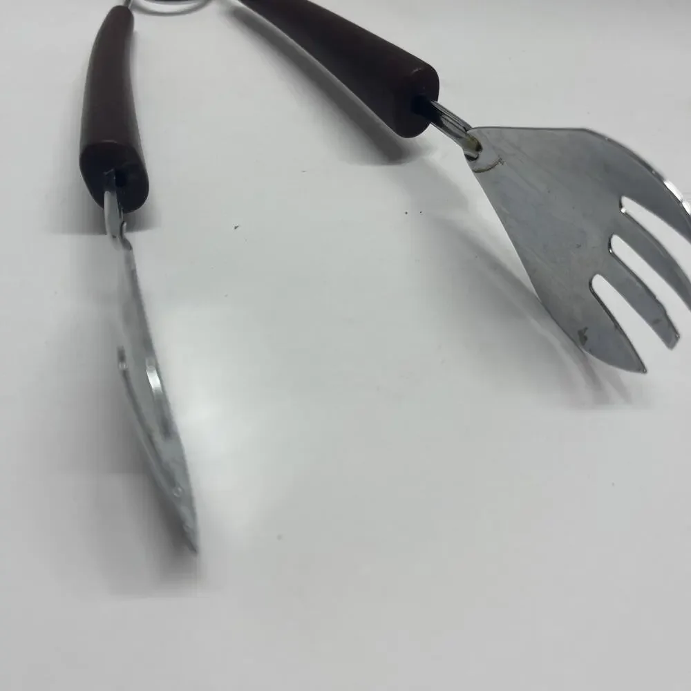Vintage Brown Bakelite Ice or Salad Claw Tongs Chrome Plated Kitchen Barware